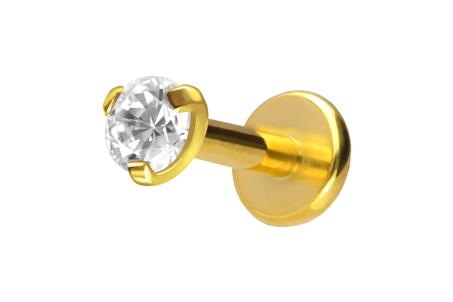 Titan Labret Piercing mit Innengewinde EINGEFASSTER KRISTALL